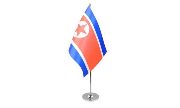 Korea North Satin Table Flag